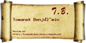 Tomanek Benjámin névjegykártya